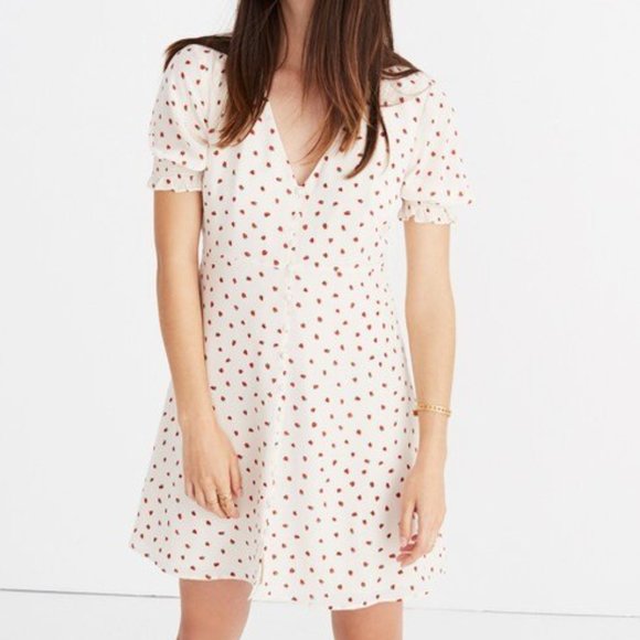 Madewell Dresses & Skirts - Madewell Strawberry Silk Clover Button-Front 2